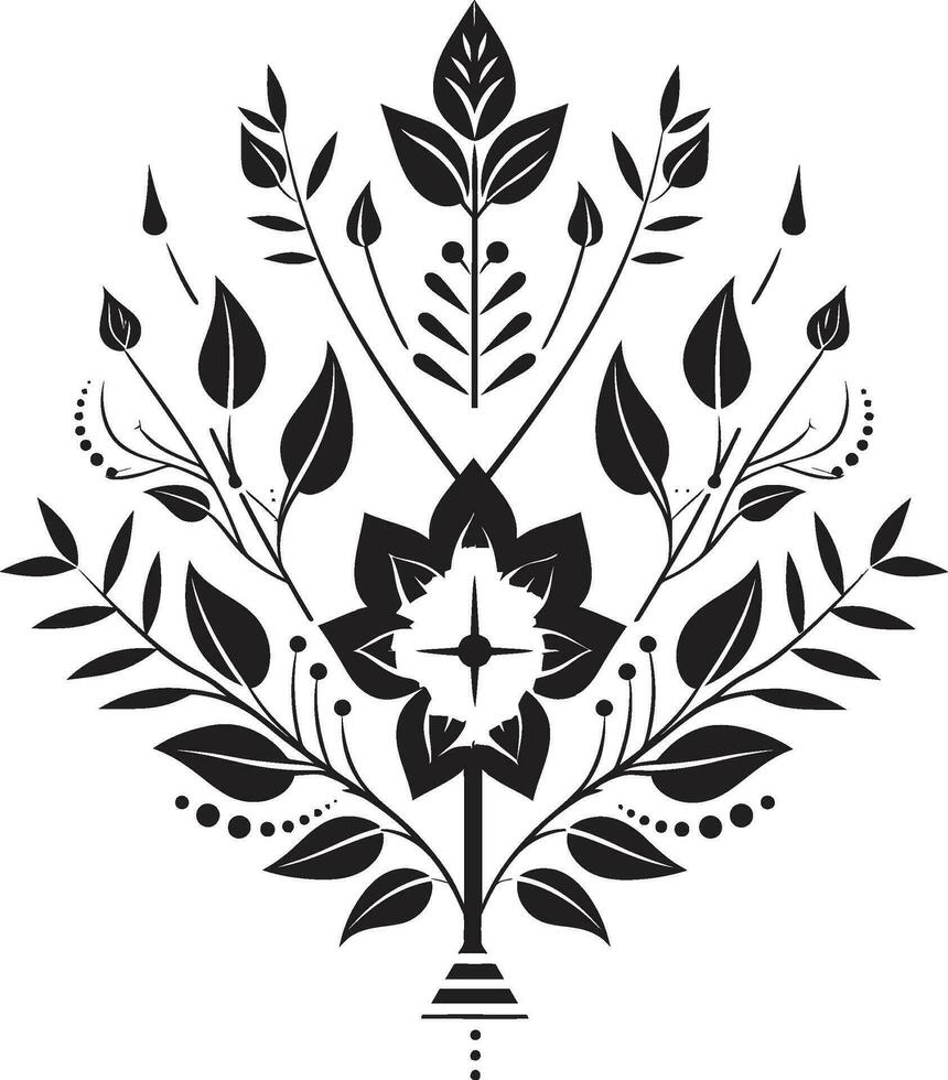 symmetri i plattor geometrisk svart ikon blommig mosaik- vektor logotyp med svart plattor