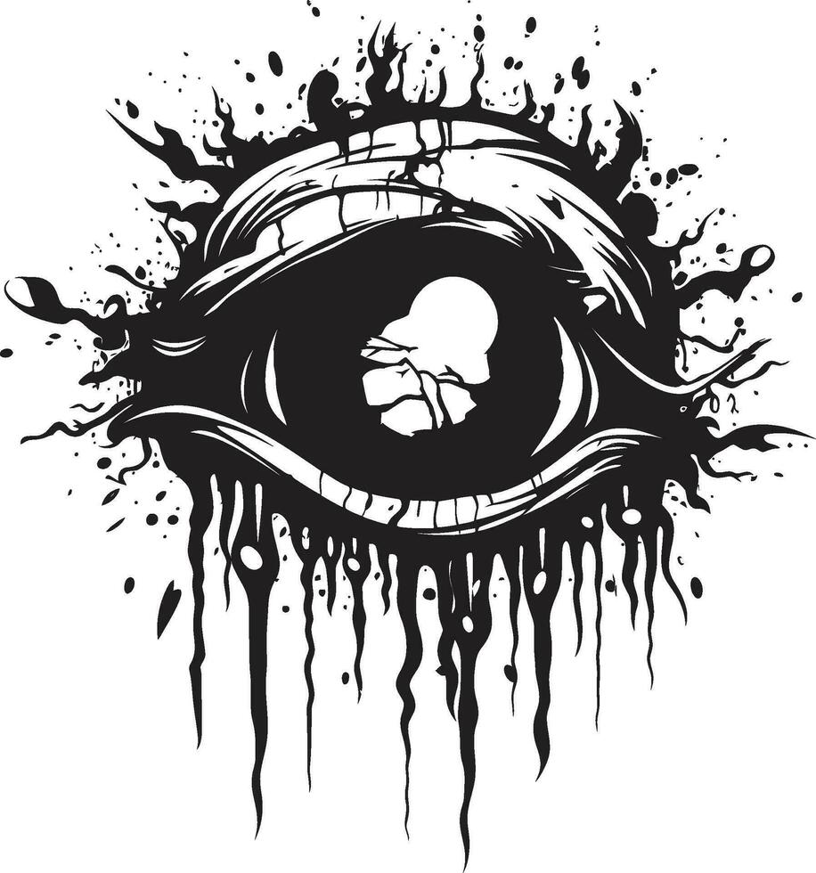 olycksbådande blick kuslig skrämmande öga logotyp ikon kylning zombie syn svart vektor design