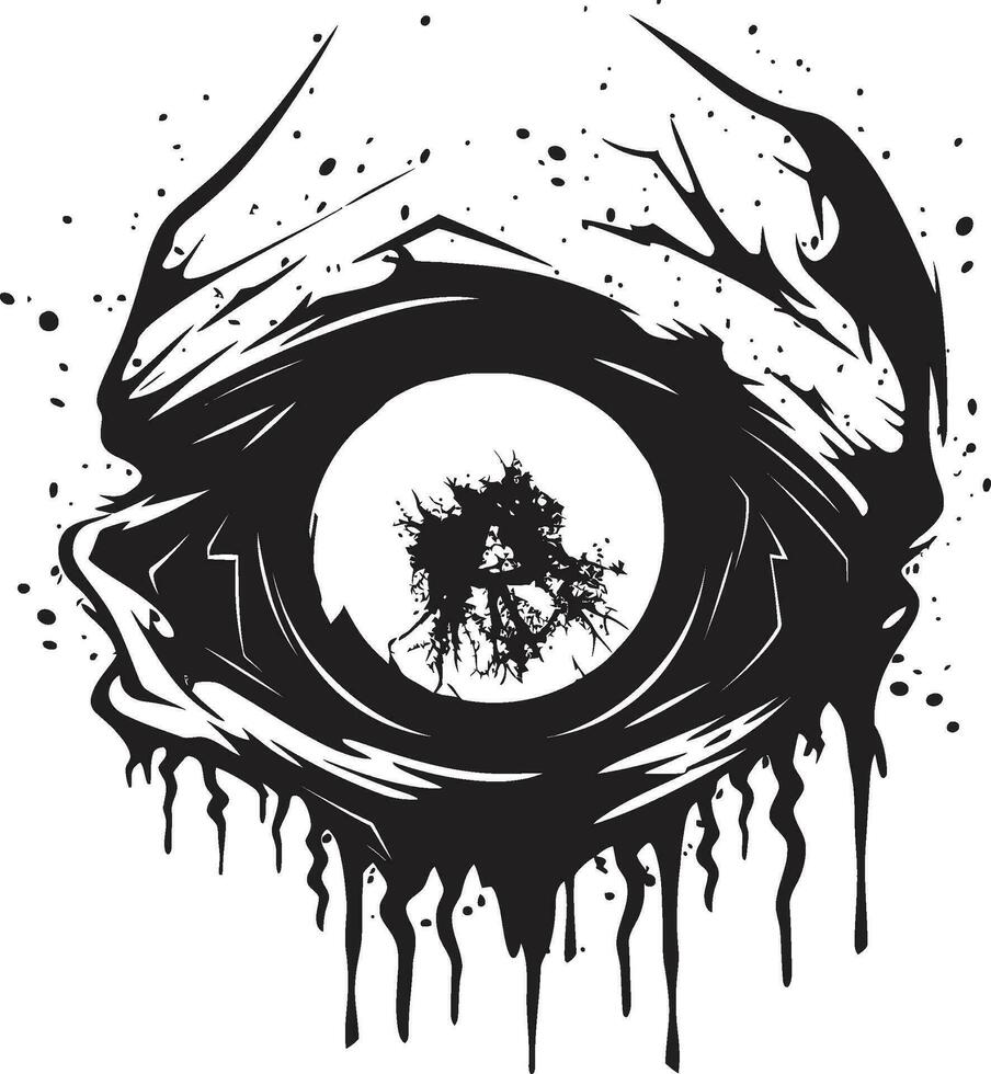 läskigt zombie lysa skarpt vektor skrämmande öga design kusligt oroande stirra svart zombie ikon