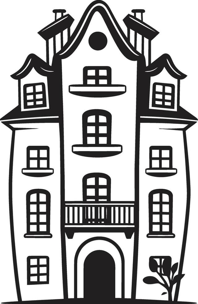 storstads väsen höjder flera våningar stadsbild vektor emblem design stadens centrum höjder förundras multifloral byggnad i vektor logotyp