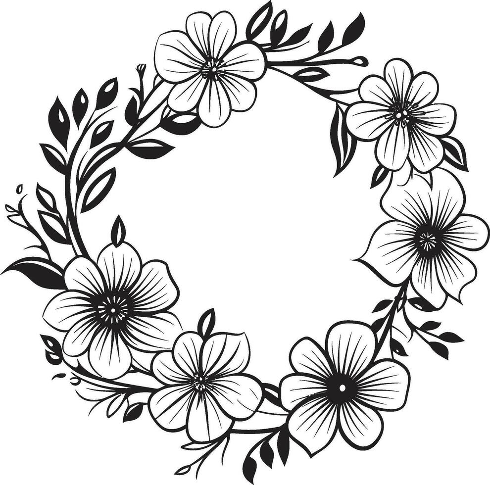 elegant bröllop blooms vektor svart emblem graciös krans skiss konstnärlig svart ikon