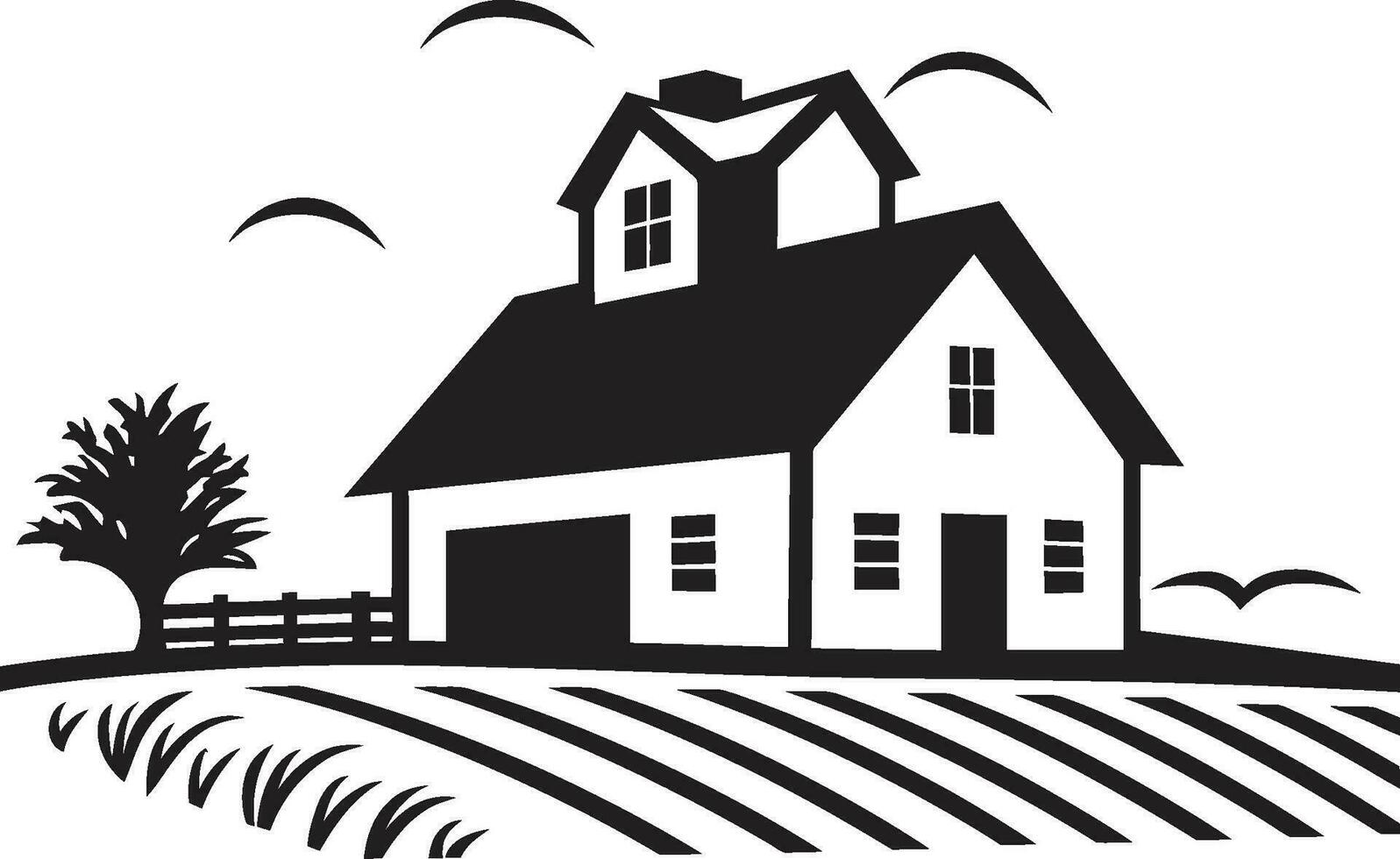 lantlig bostad intryck bondgård design i vektor ikon skörda hamn symbol jordbrukare hus vektor emblem