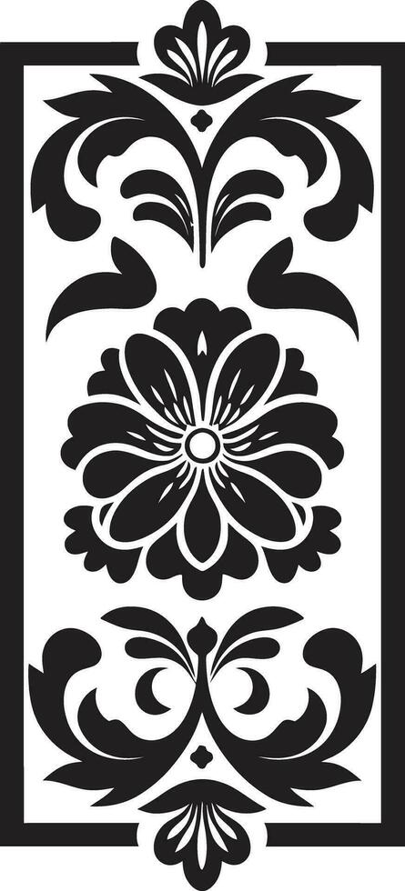 mosaik- trädgård geometrisk blommig bricka logotyp kronblad symmetri svart vektor ikon med plattor