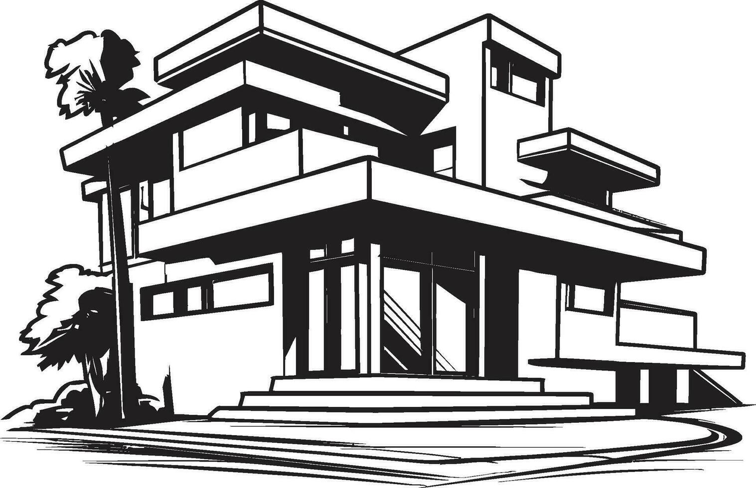 Duplex Wohnung Vision skizzieren Design Vektor Logo Symbol doppelt Residenz Konzept skizzieren Idee zum Duplex Haus Design