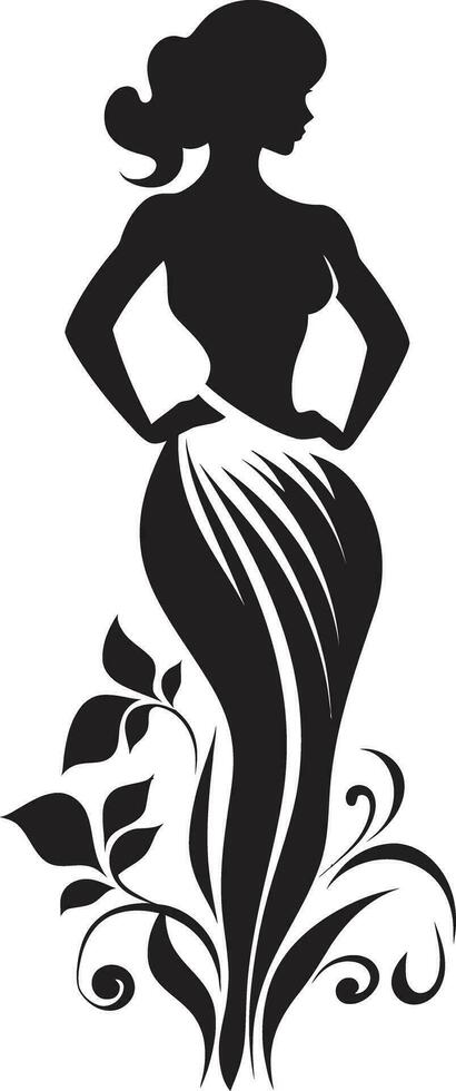 abstrakt flora fusion svart konstnärlig kvinna blomma emblem elegant botanisk ensemble vektor kvinna i full blommig blomma