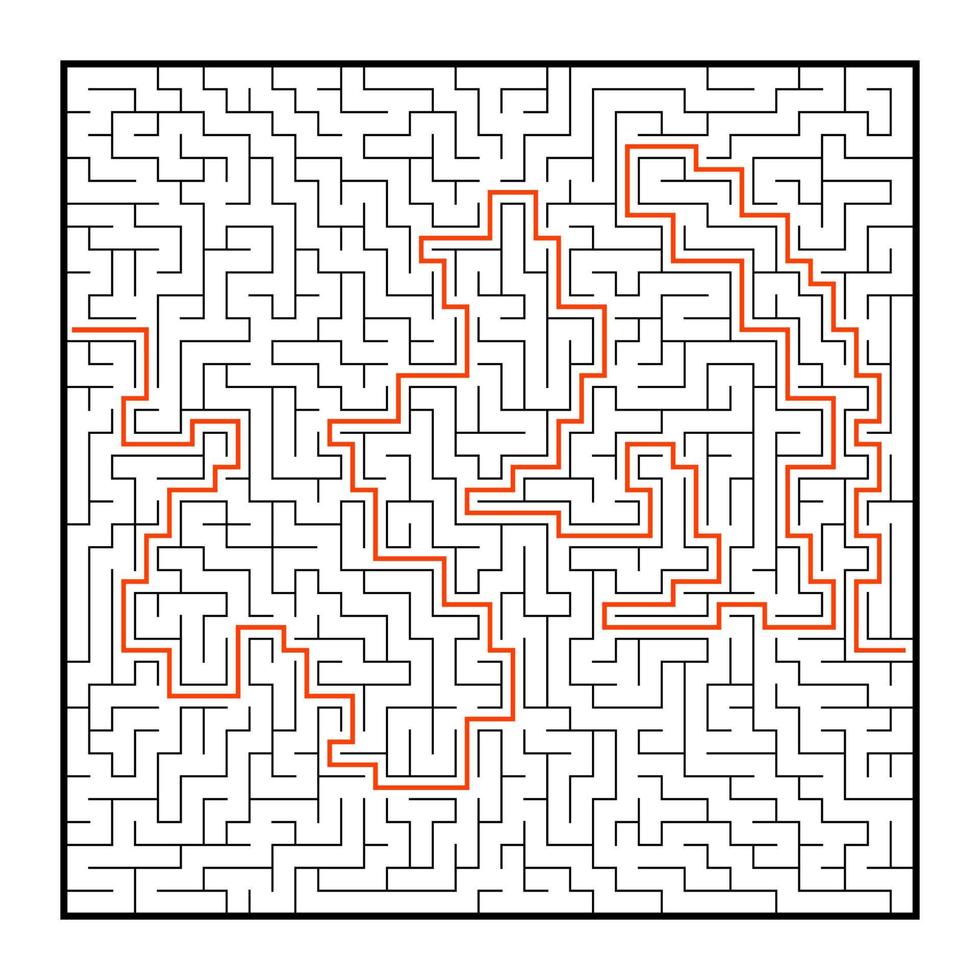 abstraktes quadratisches Labyrinth. Spiel für Kinder. Puzzle für Kinder. ein Eingang, ein Ausgang. Labyrinth Rätsel. flache Vektorillustration lokalisiert auf weißem Hintergrund. mit Antwort. vektor