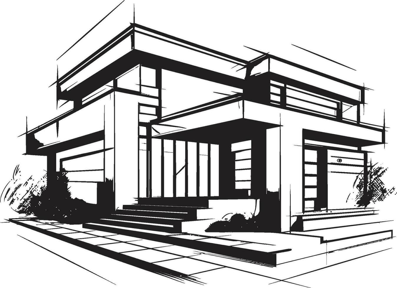 stadslinje herrgård skiss villa vektor översikt i urban stil eleganta stadsbild levande villa ikon i skarp svart översikt