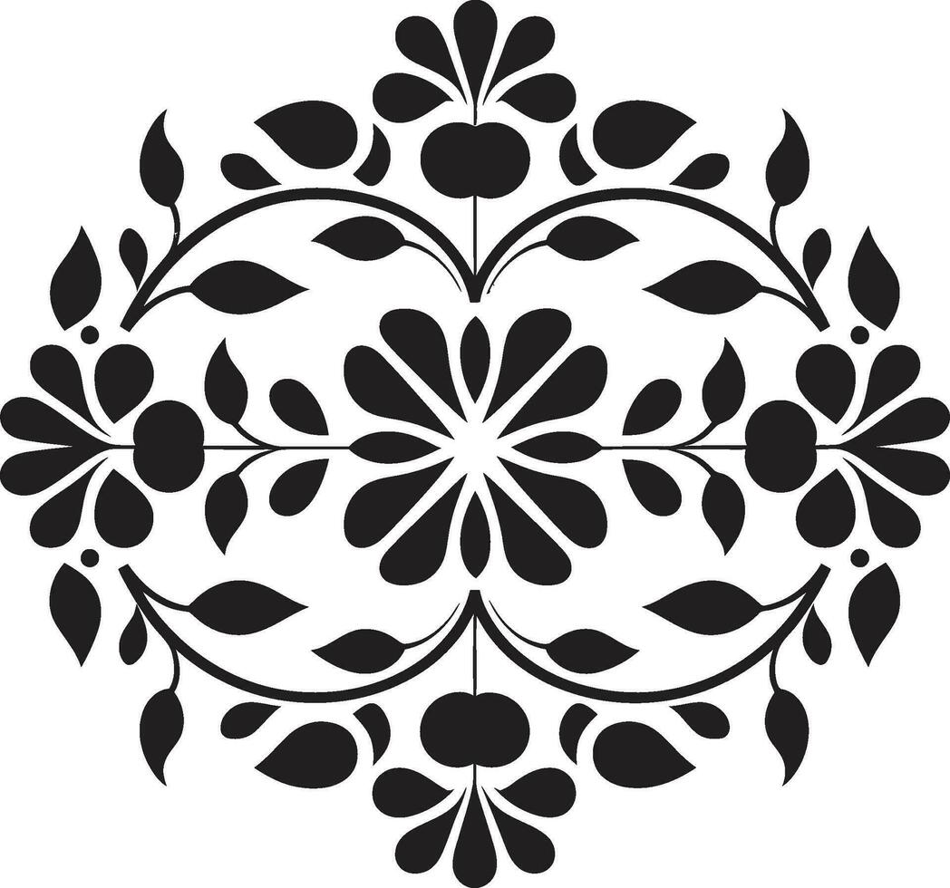 gemustert Garten schwarz Vektor Fliese Symbol geometrisch Blütenblatt Design Blumen- Vektor Logo