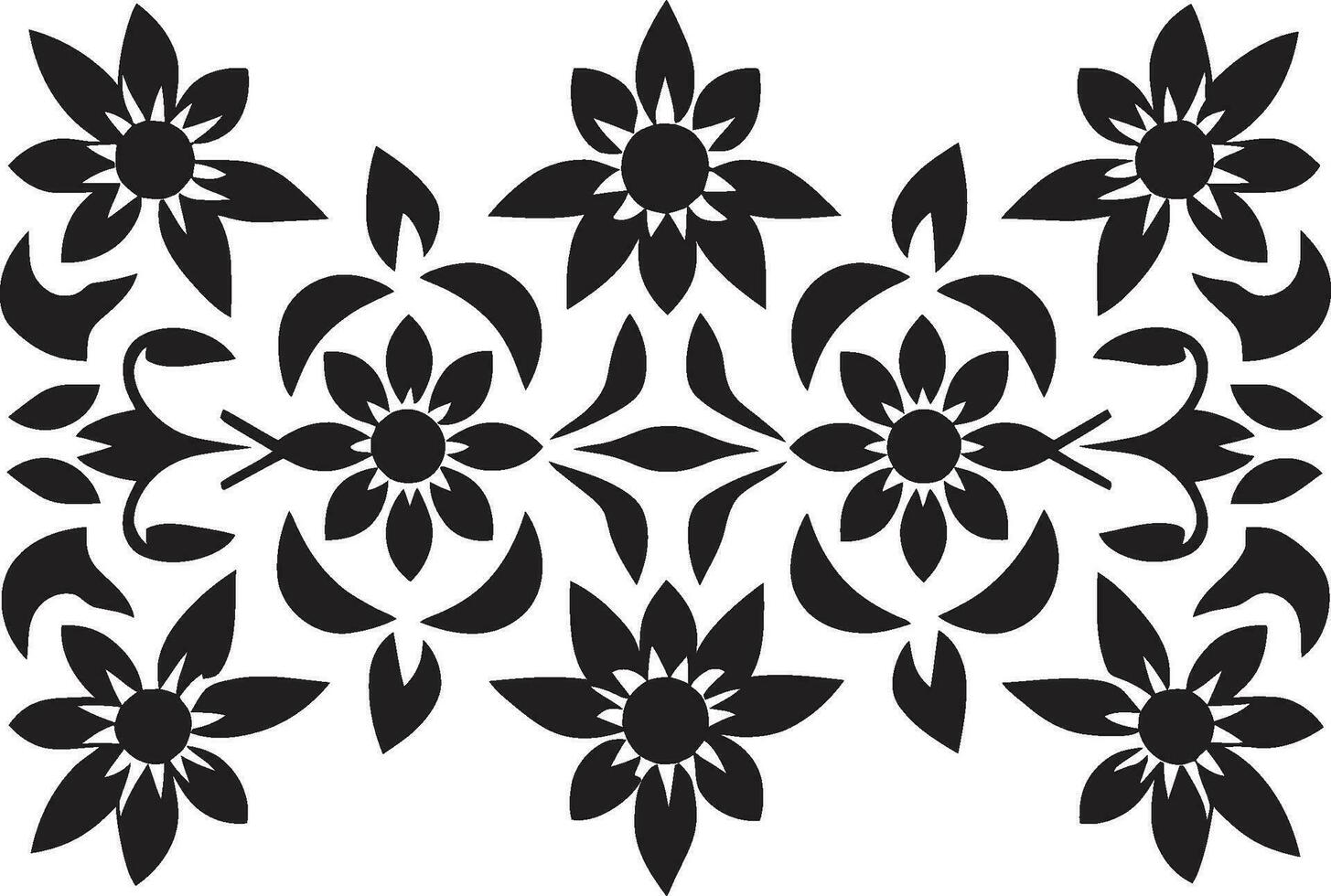 Blume Tessellationen schwarz Emblem Design symmetrisch Blütenblatt Kunst geometrisch Vektor Fliese