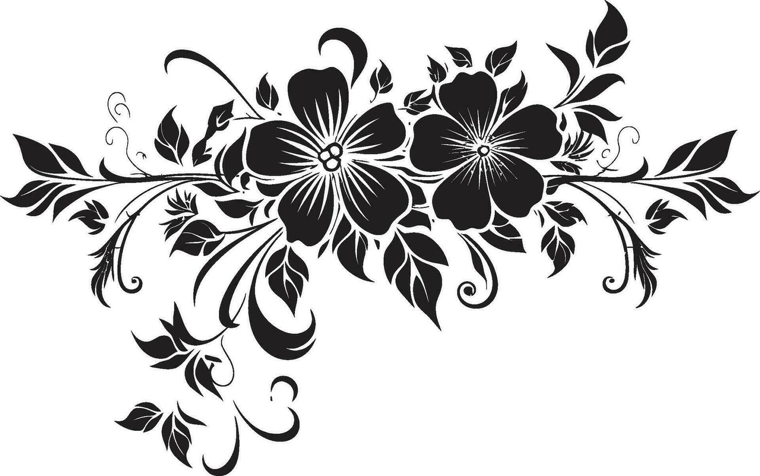konstnärlig noir botaniska ämnen hand dragen emblem skisser eterisk inked blooms noir blommig vektor logotyper