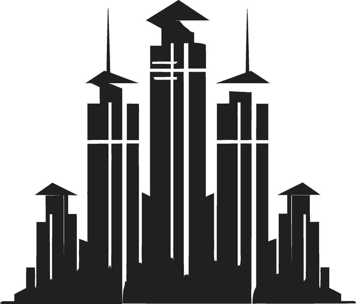 Stadt Aussicht Turm Illustration mehrstöckig Gebäude im Vektor Symbol Metropolitan- mehrstöckig Silhouette Stadtbild Vektor Logo Symbol