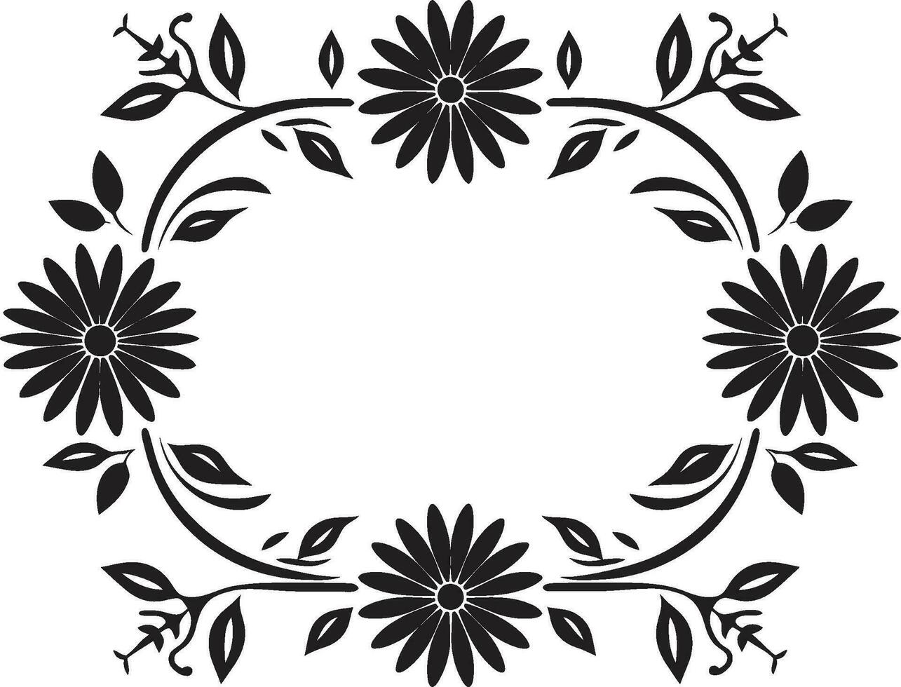 Blumen- Symmetrie geometrisch Fliese Emblem im schwarz Vektor botanisch Tessellationen schwarz Vektor Blumen- Design