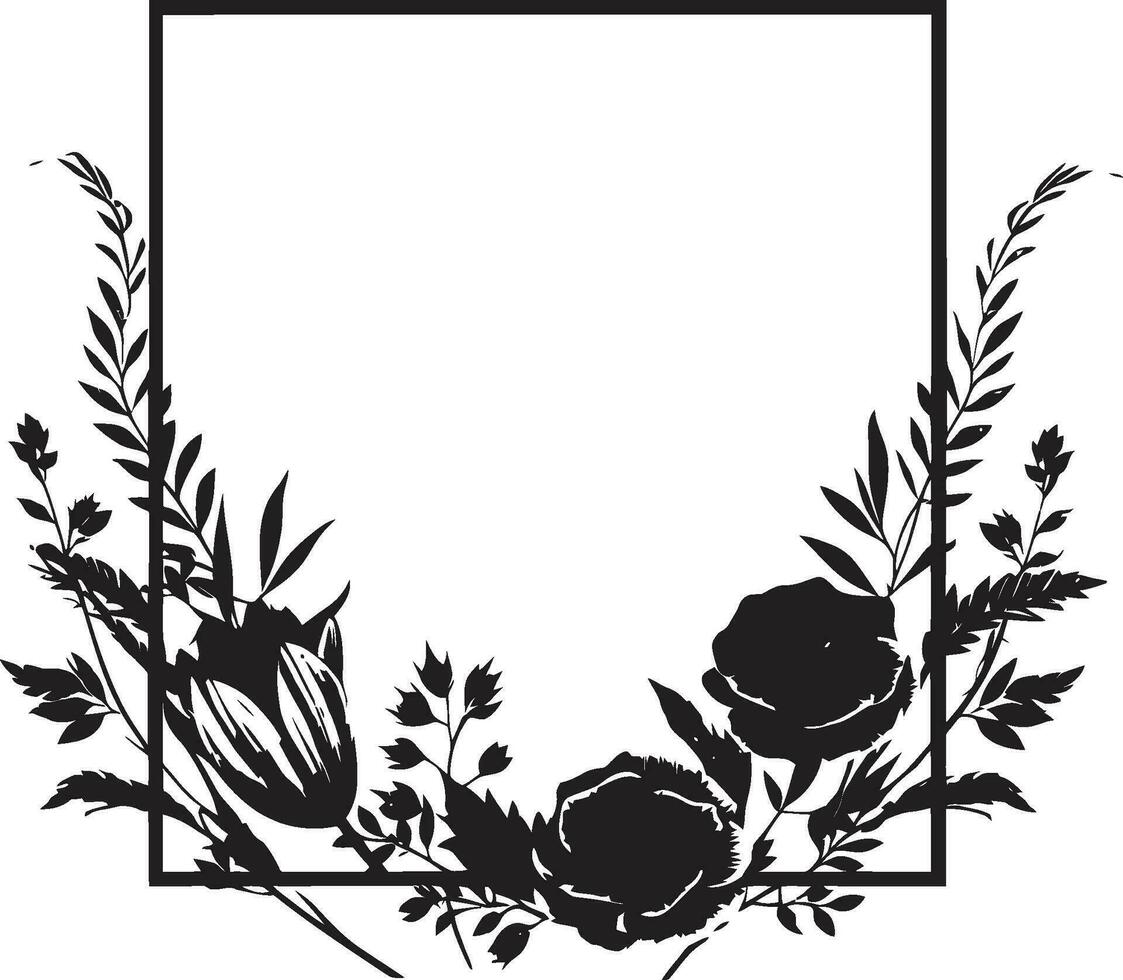 einfach noir Blumen- Komposition handgemacht Vektor Symbol schick Hand gerendert Blumen minimalistisch schwarz Emblem