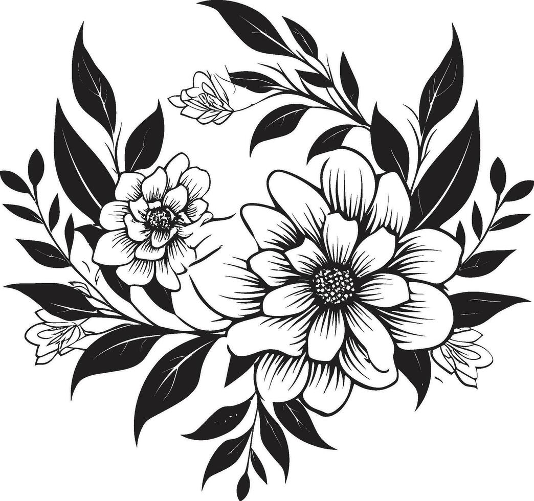 noir Gardenie Eindrücke Hand gezeichnet Vektor Logo Symbole elegant noir Blumensträuße kompliziert Blumen- Logo Vektoren