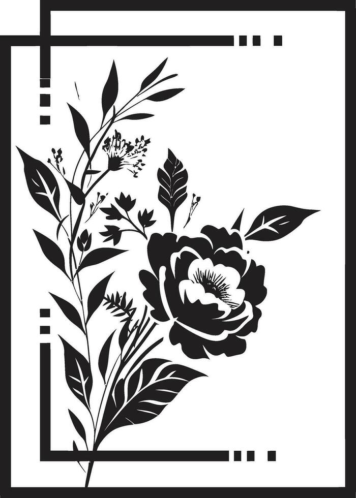 elegant hand dragen minimalism ikoniska noir logotyp enkel noir blommig sammansättning handgjord vektor