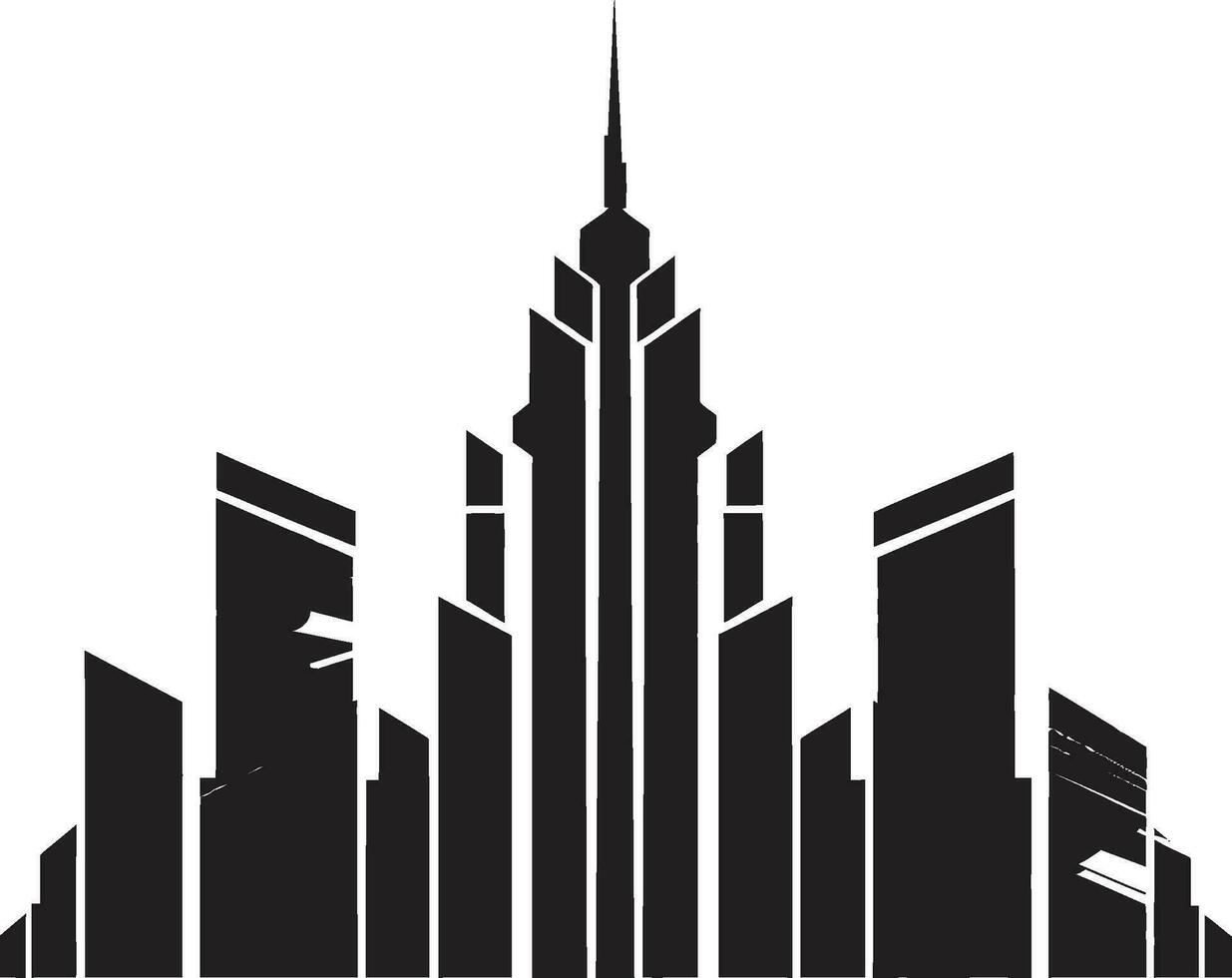 Metropolitan- Höhen skizzieren Stadtbild Gebäude im Vektor Symbol Innenstadt Wolkenkratzer Gliederung mehrstöckig Stadtbild Vektor Logo