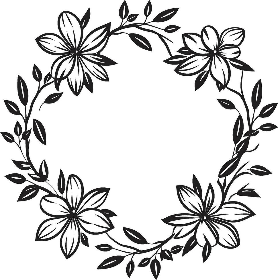 anmutig Kranz skizzieren künstlerisch schwarz Logo Symbol schick Blumen- Design Hochzeit Vektor Emblem