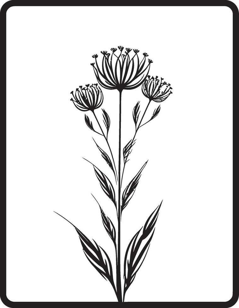 anmutig Hand gezeichnet Reben schwarz Vektor Emblem minimalistisch Blumen- Umrisse ikonisch Logo Design