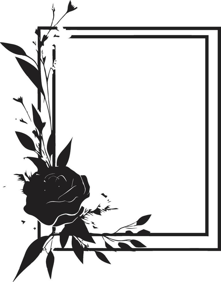 minimalistisk blommig abstraktion svart vektor emblem elegant hand dragen kronblad skiss ikoniska logotyp ikon