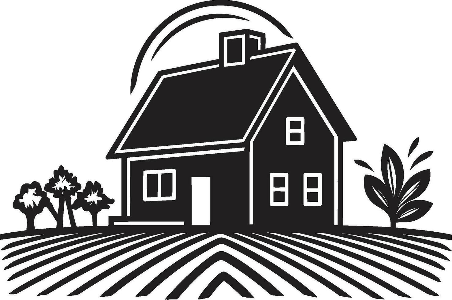 Agrar Aufenthalt Entwurf Bauernhaus Design Vektor Logo pastoral Residenz Kennzeichen Bauern Haus Vektor Symbol