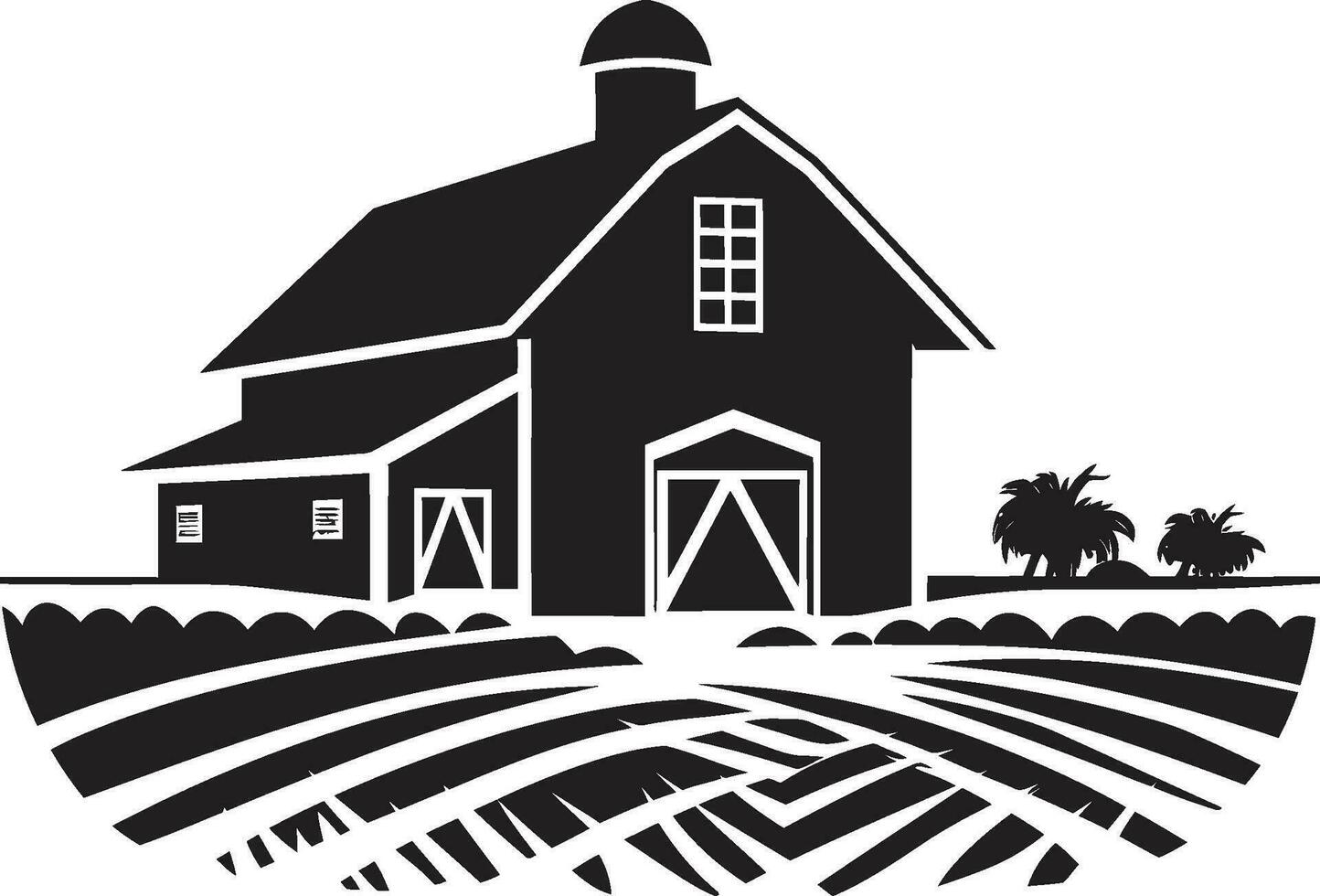 agrar- hemman emblem bondgård design vektor ikon rustik bruka boning mark jordbrukare hus vektor logotyp