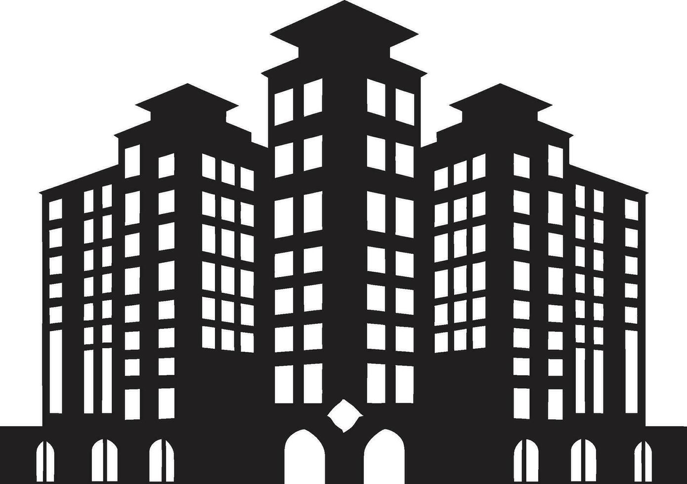 stad vista visningar multiflore byggnad i vektor emblem urban skylinescape flera våningar stadsbild vektor logotyp