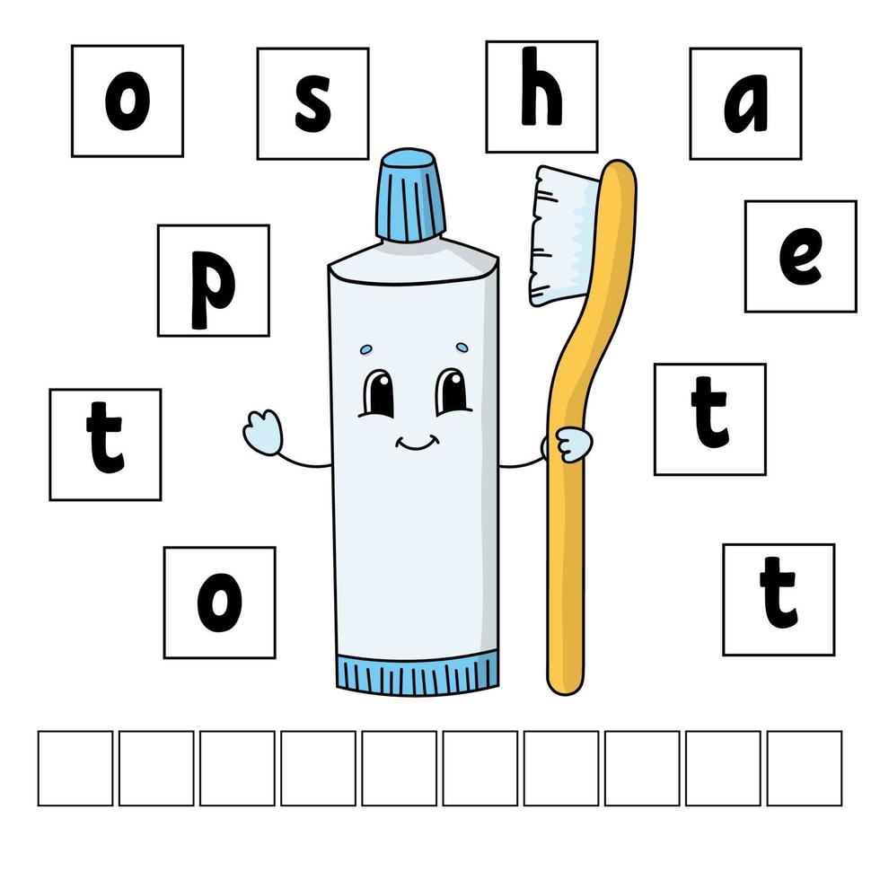 ord pussel. utbildning som utvecklar arbetsblad. lärande spel för barn. aktivitetssida. pussel för barn. gåta för förskolan. enkel platt isolerad vektorillustration i söt tecknad stil. vektor