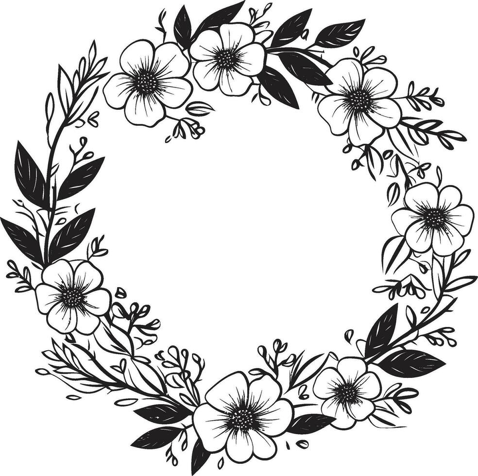 abstrakt bröllop blomma svart konstnärlig emblem elegant bröllop krans konstnärlig vektor ikon design