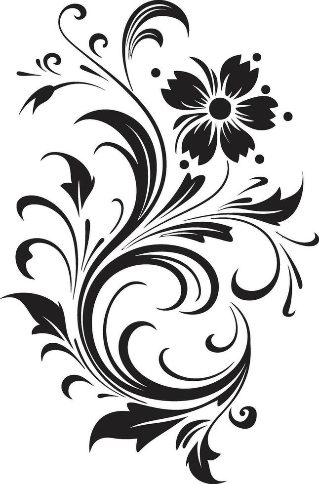 fließend botanisch Silhouette schwarz Logo Symbol zart Hand gezeichnet Blütenblätter elegant Logo Detail vektor