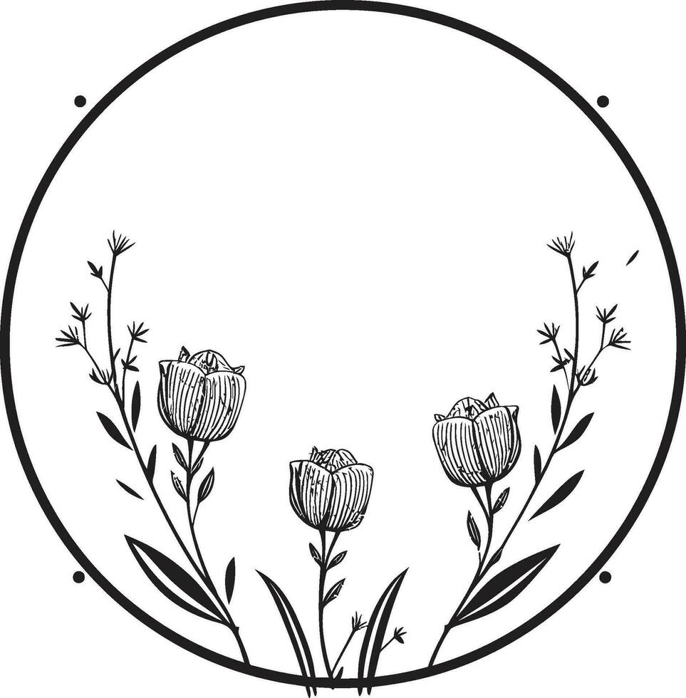 nyckfull botanisk väsen svart minimalistisk logotyp modern noir kronblad artisteri hand återges vektor emblem