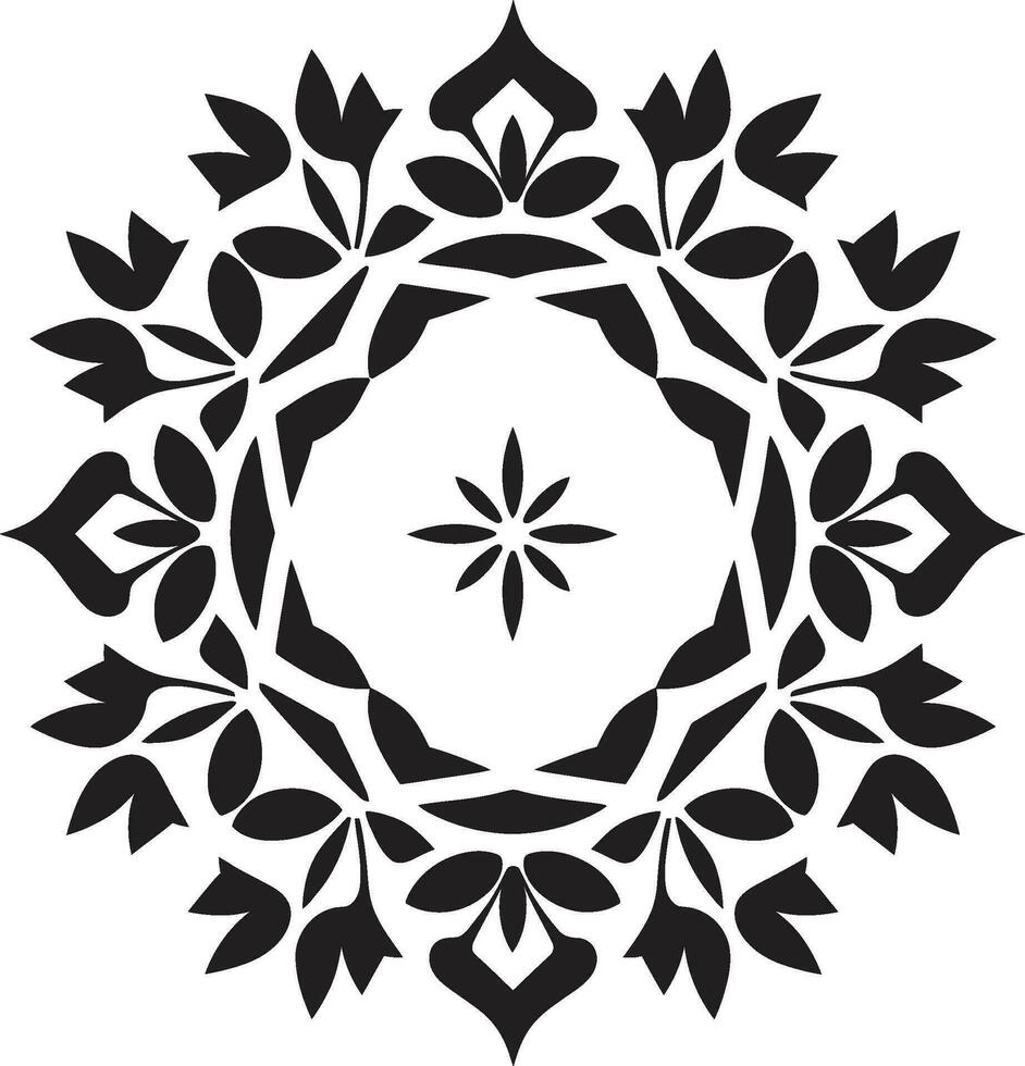 tesselliert blüht geometrisch Blumen- Design künstlerisch Geometrie schwarz Blumen- Symbol Design vektor