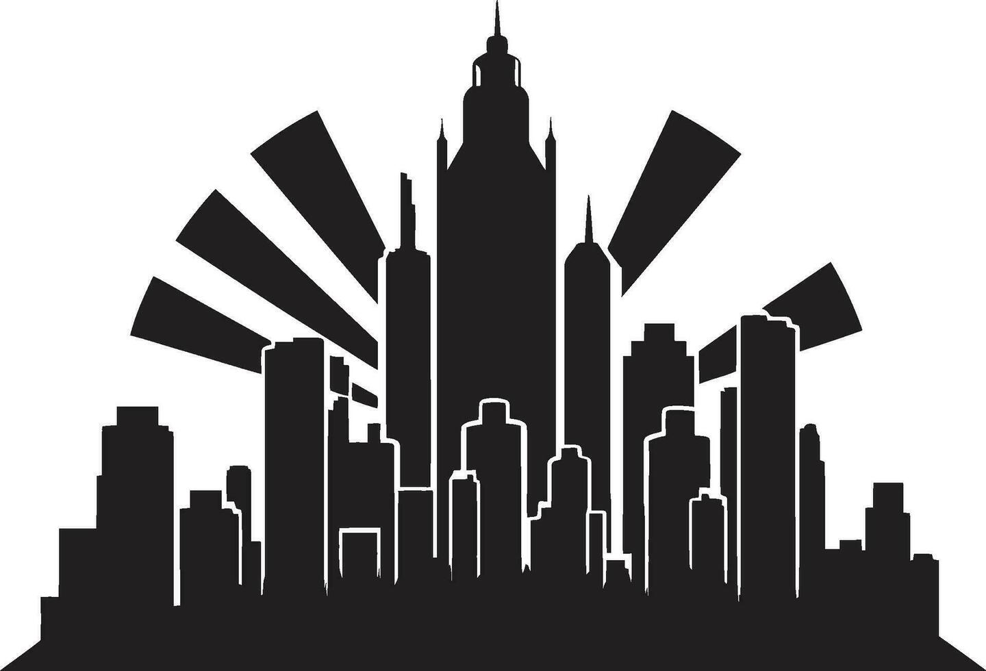 Innenstadt Wolkenkratzer Eindruck mehrstöckig Vektor Logo Symbol Stadtlinie Turm Entwurf mehrstöckig Gebäude Design im Vektor Symbol