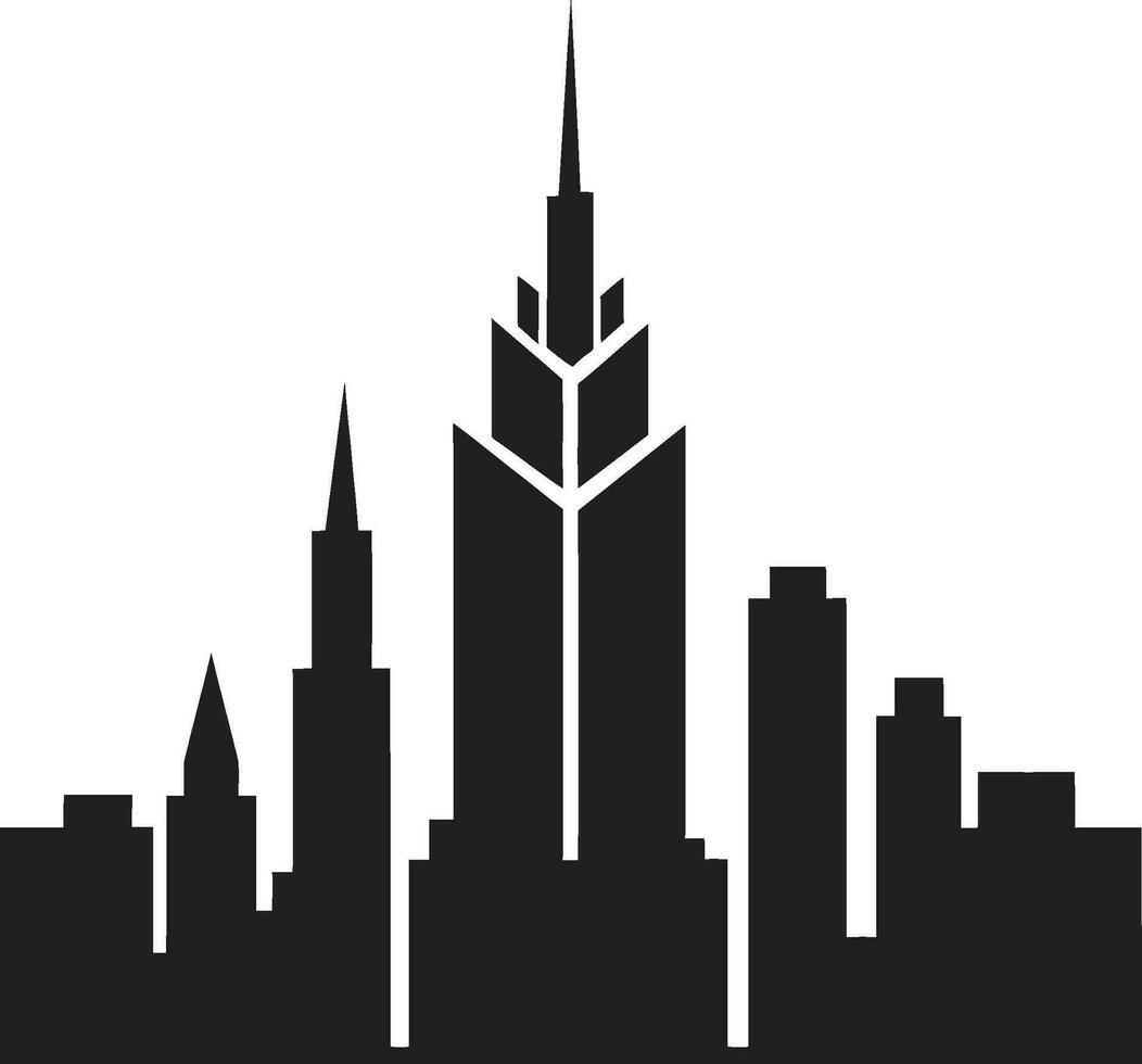 Wolkenkratzer Stadtlinie Entwurf mehrstöckig Vektor Logo Design Stadtlinie Wolkenkratzer Eindruck mehrstöckig Gebäude im Vektor Logo