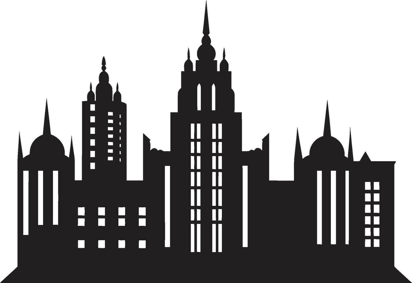 Stadt Aussicht Wolkenkratzer skizzieren mehrstöckig Gebäude im Vektor Symbol Metropolitan- mehrstöckig Eindruck Stadtbild Vektor Logo Symbol