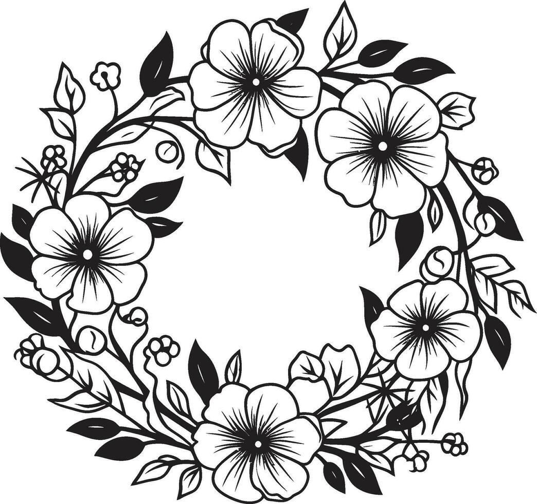 sofistikerad bröllop blom handgjord vektor abstrakt blommig array svart ikoniska bröllop logotyp