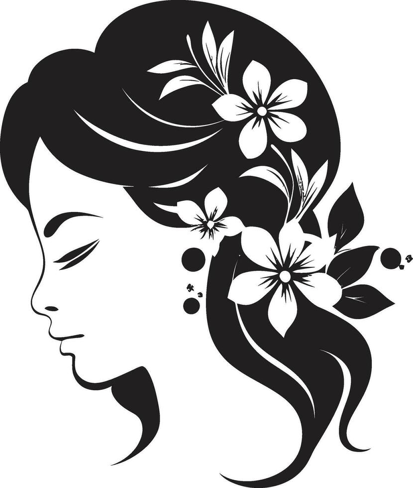 nyckfull feminin strålglans vektor ansikte modern blomma porträtt svart kvinna emblem