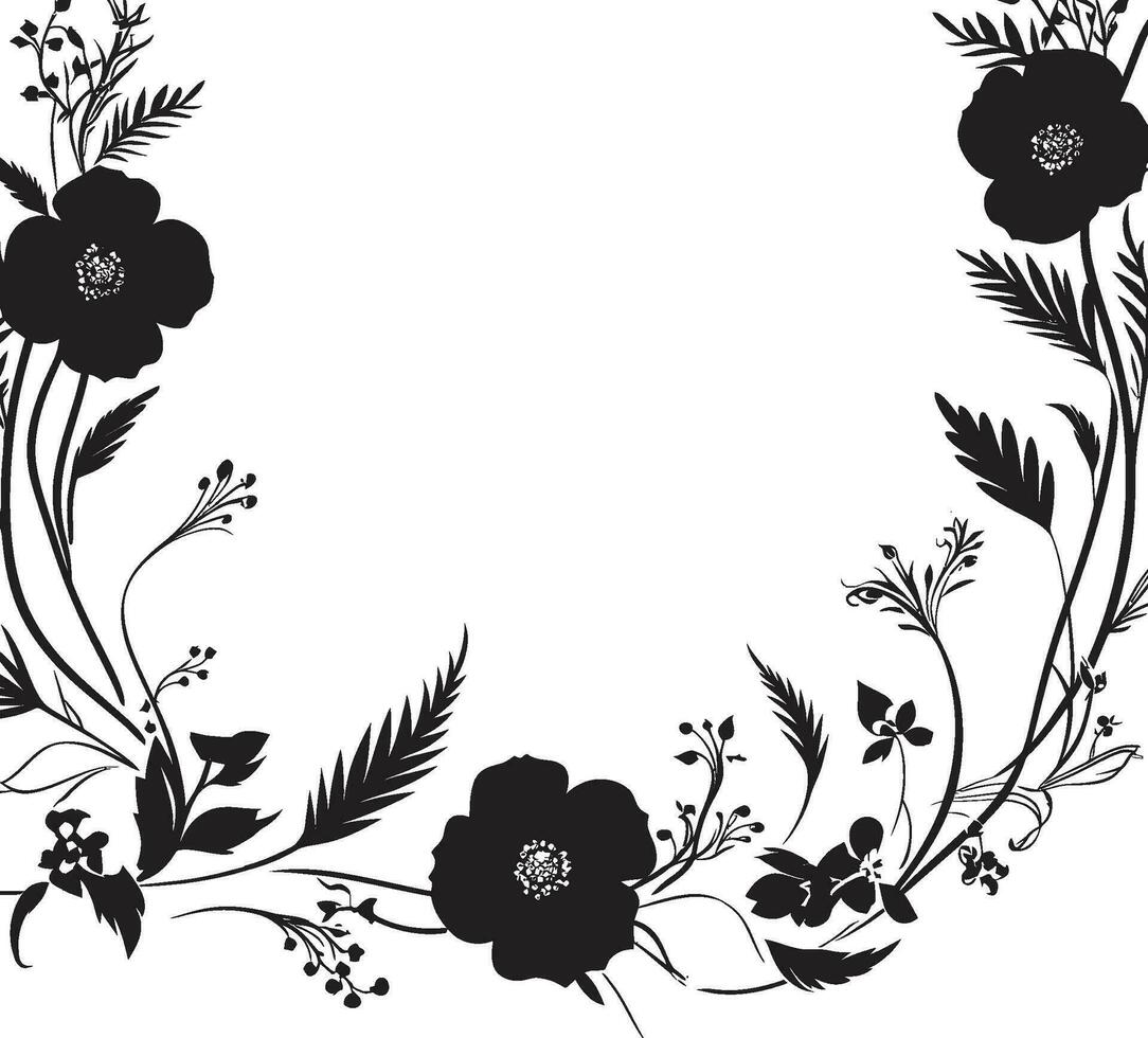 grafit botanisk artisteri svart symbolisk vektorer noir blomma silhuetter inbjudan kort blommig ikoner