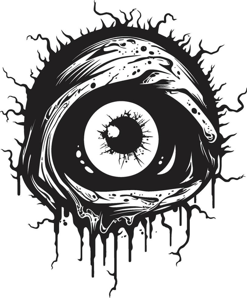 läskigt zombie blick vektor skrämmande öga design kusligt oroande blick svart zombie ikon