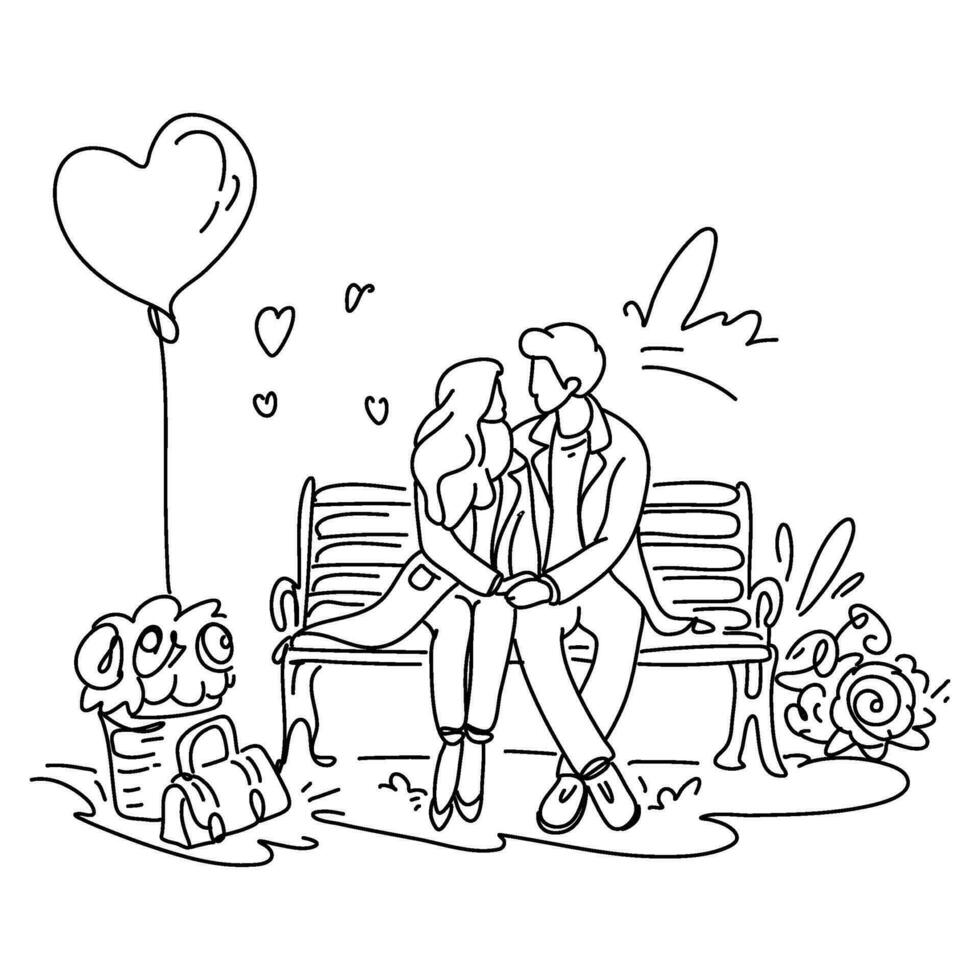 romantisch Valentinstag Datum eben Illustration Lovebirds Teilen Süss Momente, Ideal zum Netz Designs und drucken Projekte vektor