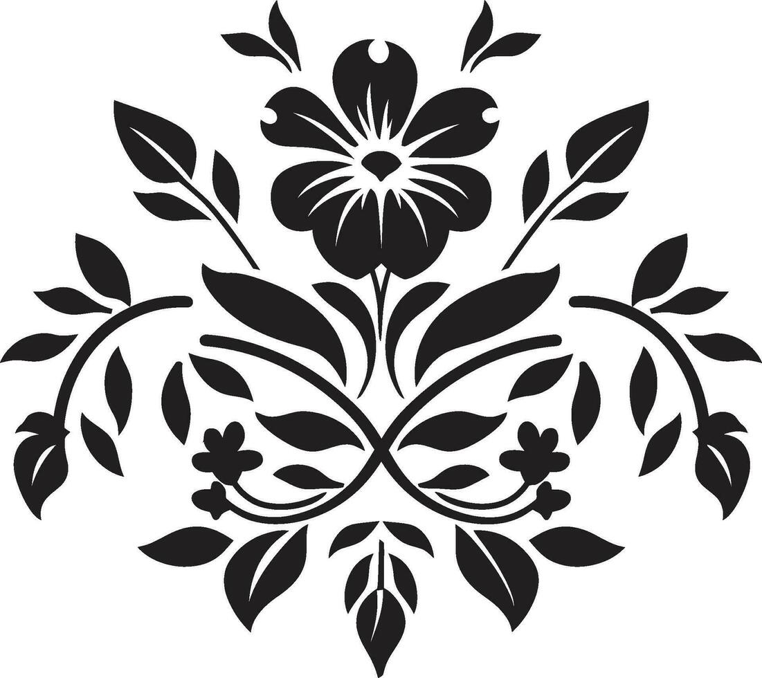 blommig geometri avtäckt bricka ikon abstrakt kronblad symmetri svart blom logotyp vektor