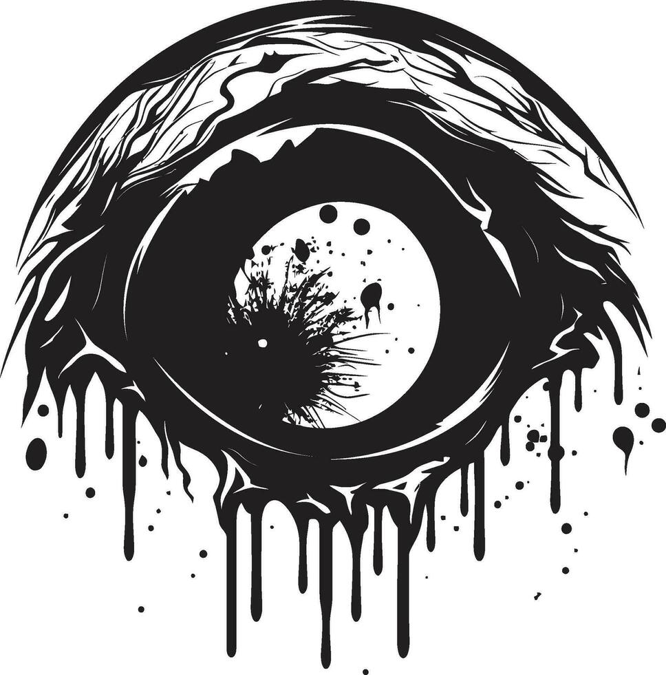 unheimlich Blick schwarz Vektor unheimlich Auge dämonisch Zombie Auge gruselig schwarz Symbol