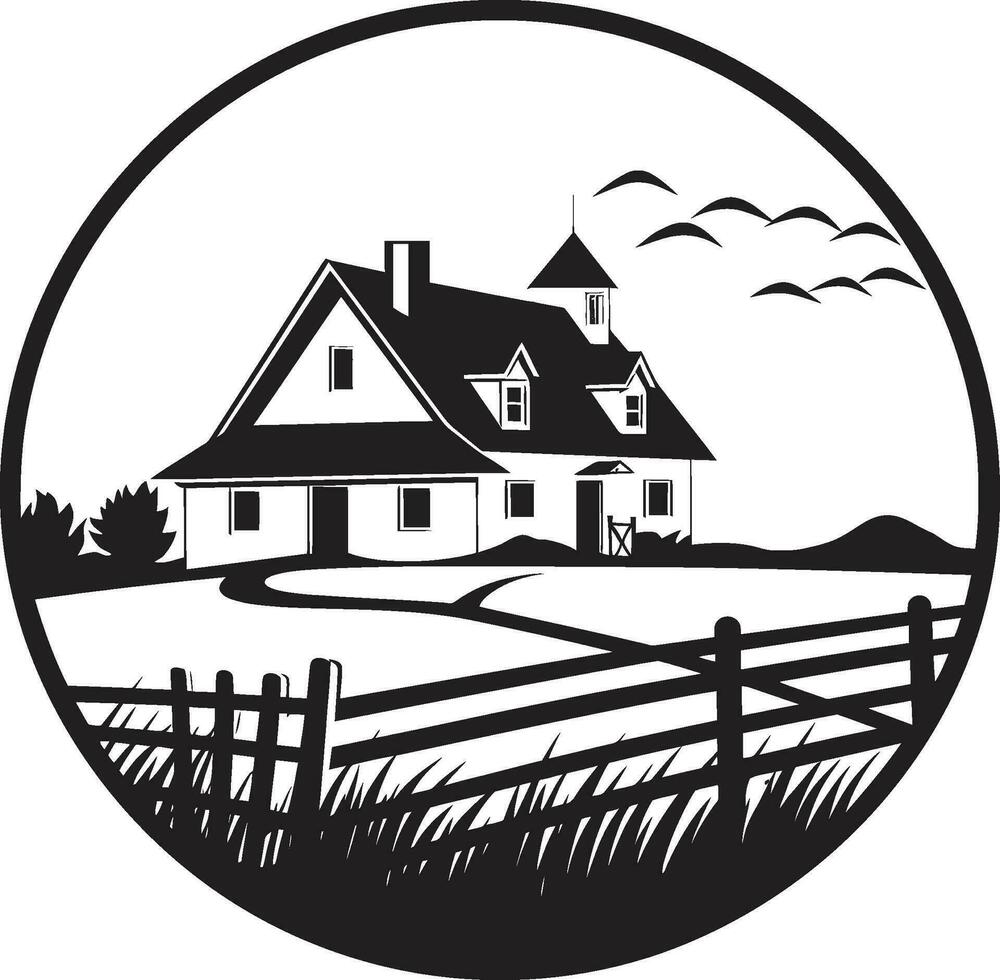 rustikal Bauernhof Aufenthalt Kennzeichen Bauern Haus Vektor Logo ländlich Wohnung Eindruck Bauernhaus Design im Vektor Symbol