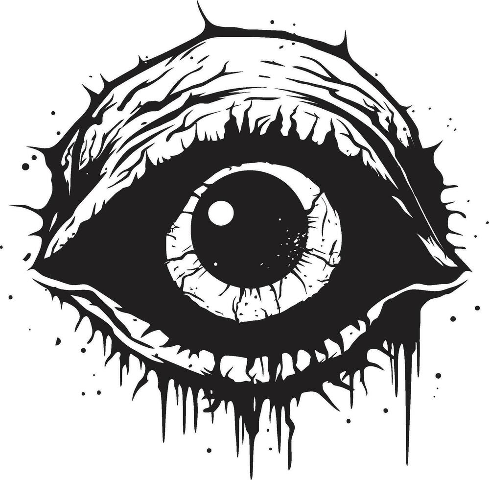 unheimlich starren gruselig unheimlich Auge Logo Symbol chillen Zombie Vision schwarz Vektor Auge Design