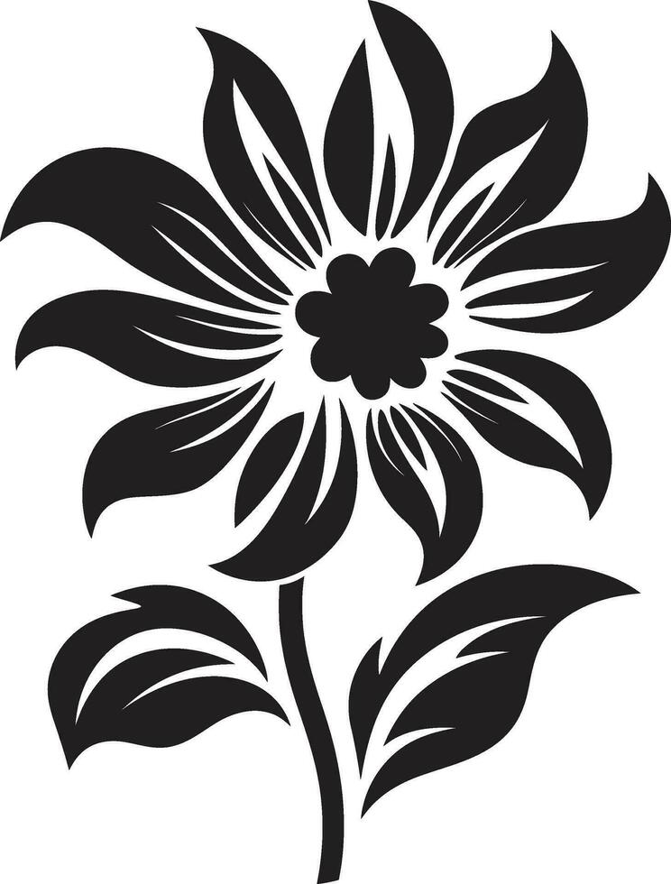 konstnärlig kronblad silhuett svart vektor emblem minimalistisk blommig detalj elegant konstnärlig ikon