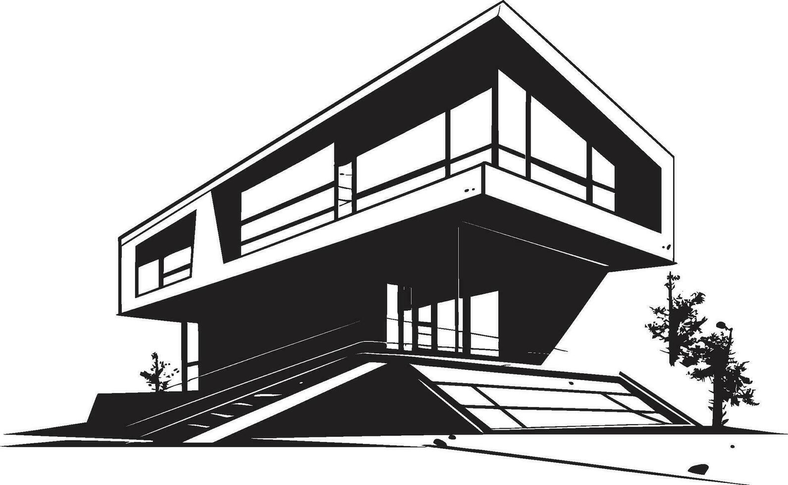 glatt Leben Vision modern Haus Idee Vektor Emblem zeitgenössisch Wohnung Wesen stilvoll modern Haus Design Vektor Symbol
