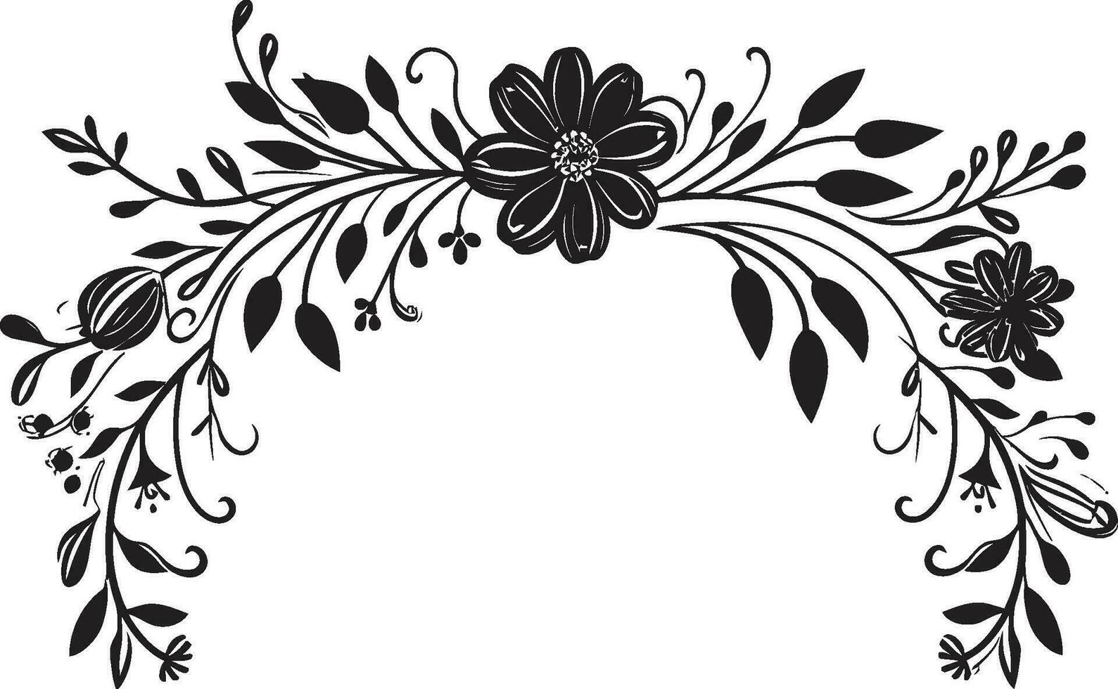 launisch Botanicals eingefärbt Blumen- Ikonographie Jahrgang Blumen noir Vektor Logo Skizzen