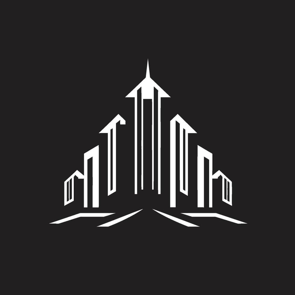 Innenstadt Wolkenkratzer Entwurf Stadtbild mehrstöckig Vektor Logo Stadtlinie Turm Eindruck mehrstöckig Vektor Logo Design