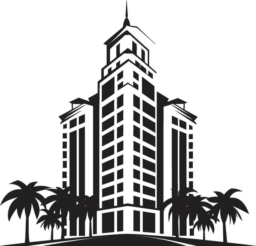 metropol elevation flera våningar stadsbild ikon i vektor logotyp horisont visionär flera våningar urban byggnad vektor design