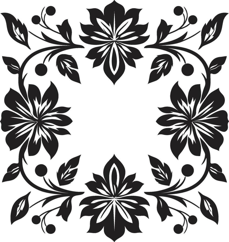geometrisch Botanicals Blumen- Muster im schwarz Blume Tessellationen geometrisch Fliese Symbol vektor