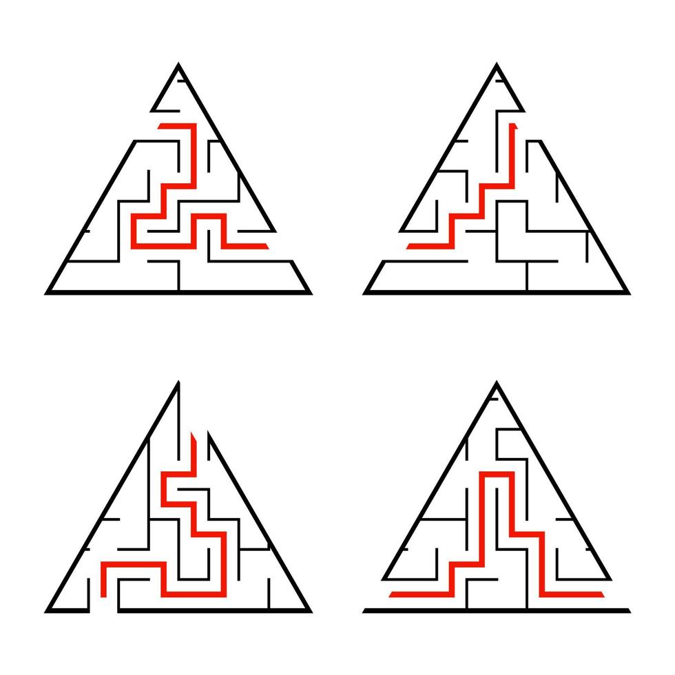 en uppsättning labyrinter. spel för barn. pussel för barn. labyrintkonst. vektor illustration.